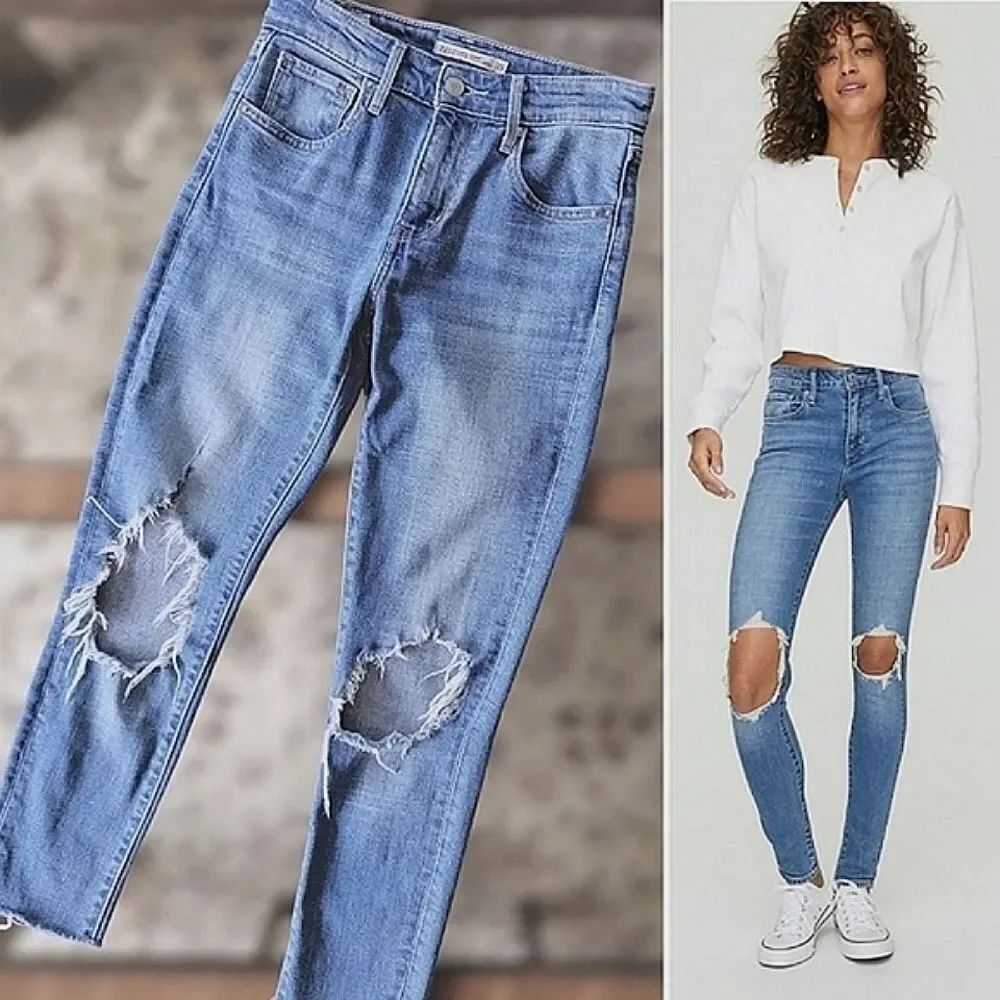 Levi's 721 Distressed Skinny in Rugged Indigo Med Denim size 25